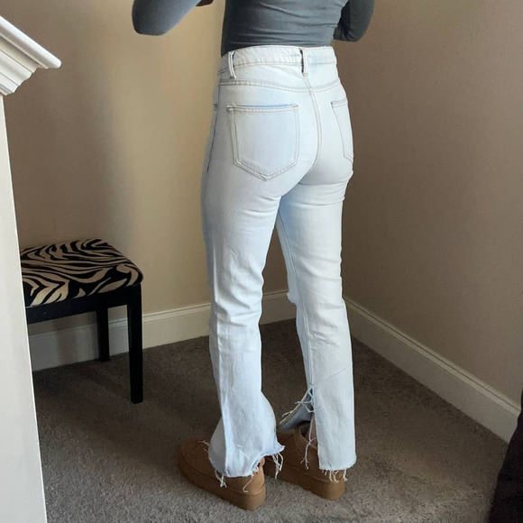 Don't Think Twice light wash distressed flare split hem jeans, size 4 - Picture 6 of 11